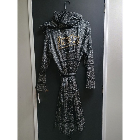 Dogg Supply By Snoop Dogg Robe Mens M Hooded Tie Pockets Black White Bandana - Picture 6 of 6